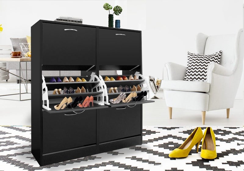 Wooden Shoe Cabinet Shoes Storage Rack Organiser Wooden Shelf Drawer 54 Pairs Carousel 1