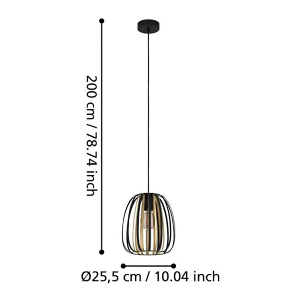 Eglo Lighting Encinitos Small Pendant Light - Black / Gold Carousel 6