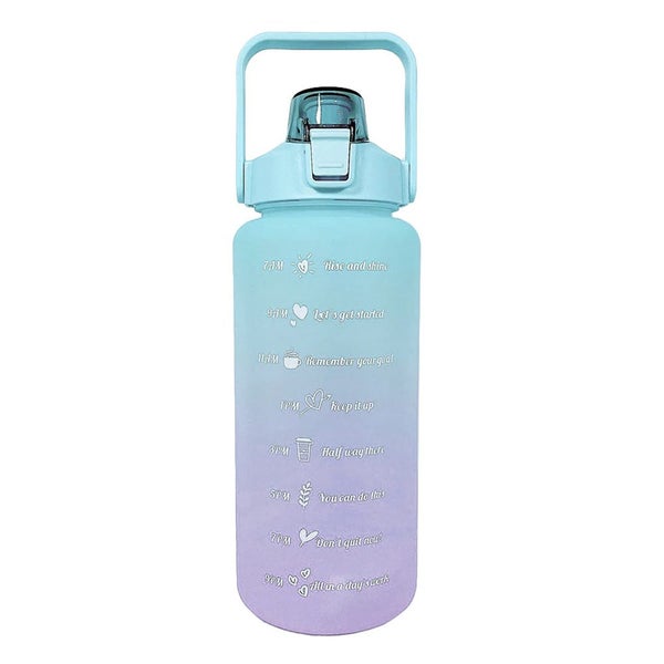 2L Large Capacity Water Bottle with Time Markings Flask Pouch Sleeve - Green Carousel 1