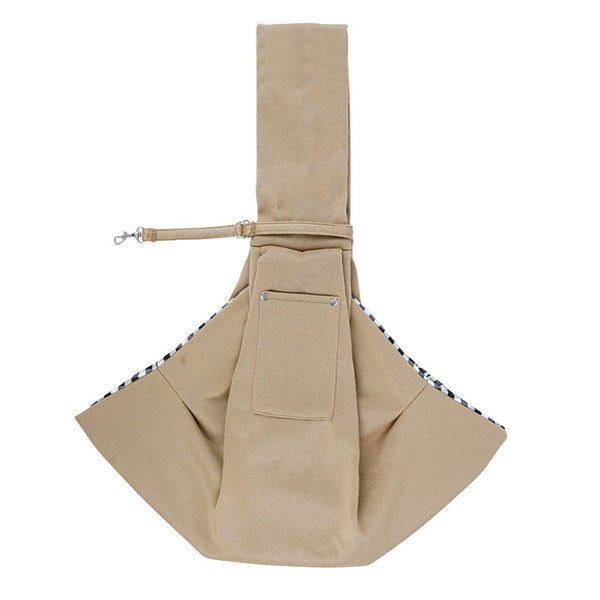 Reversible Pet Sling Carrier Dog Cat Travel Bag with Phone Holder Pocket-Khaki Carousel 1