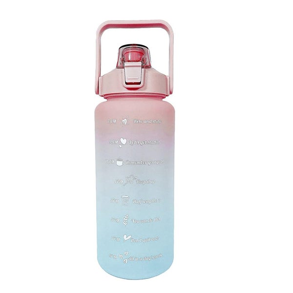 2L Large Capacity Water Bottle with Time Markings Flask Pouch Sleeve - Purple Carousel 1