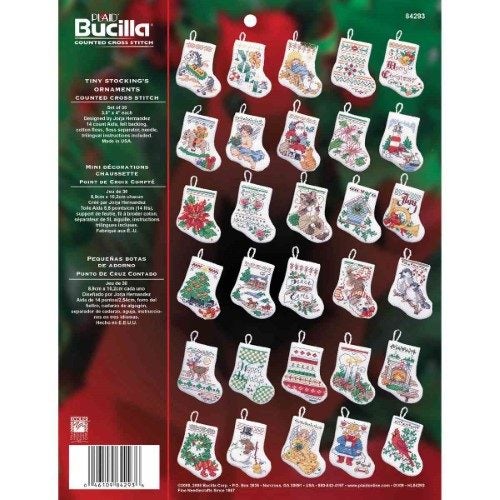 Bucilla Cross Stitch Ornaments Set Tiny Stockings Carousel 1