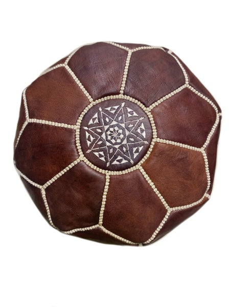 Tall Moroccan Leather TABOURET Pouf Carousel 3