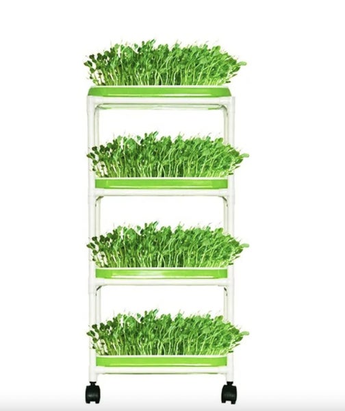 Microgreens Tray Stacker Storage Rack with 4 Seed Sprouting Trays Carousel 1
