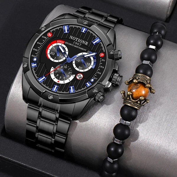 Fashion Mens Watches for Men Sport Waterproof Stainless Steel Quartz Carousel 1