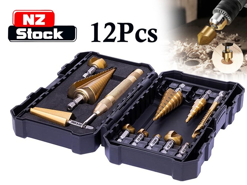 PTN New 12Pcs Step Drill Bits Countersink Bits Set Sale Sale Carousel 1