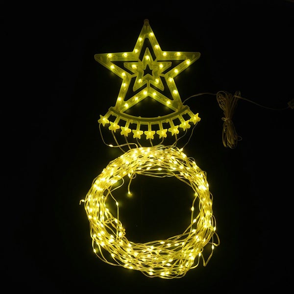 Christmas Tree Decor Solar LED Star String Lights Waterfall Effect-Warm White Carousel 2