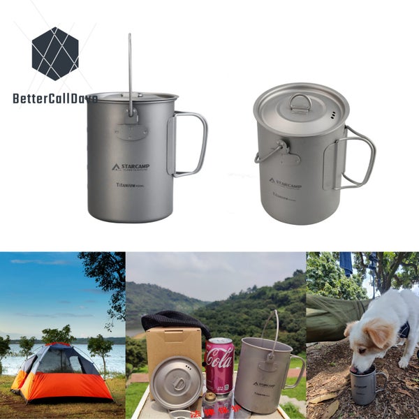Titanium Mug 900ml - with lid, handle, & a mess carry bag. Carousel 2