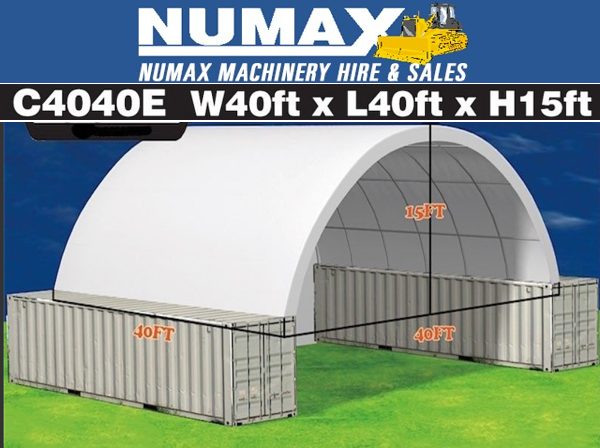 C4040E Container Shelter 12m L x 12m W x 4.5m H - With End Wall Carousel 1