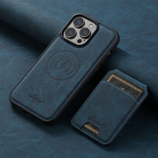iPhone 14 Pro Max Suteni H16 Texture Leather Detachable Wallet Phone Case(Blue) Carousel 1