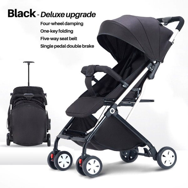 New Lightweight Compact Baby Stroller Pram Easy Fold Travel Carry on Plane Black Carousel 1