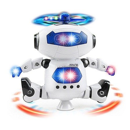Musical Walking Dancing Robot Toy for Kids, Flashing Lights, 360 Body Spinning Carousel 2