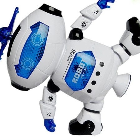 Musical Walking Dancing Robot Toy for Kids, Flashing Lights, 360 Body Spinning Carousel 6