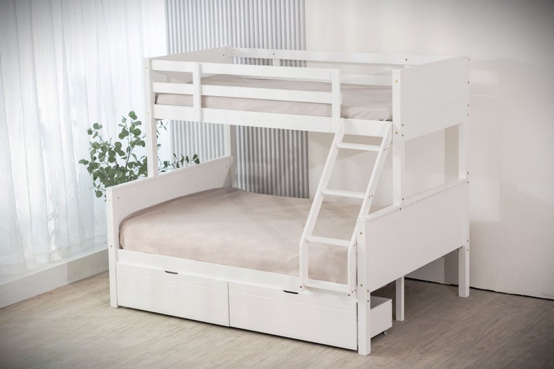 Jupiter Duo, Double Single Bunk Beds - White - Includes 2 x Storage Drawers Carousel 1