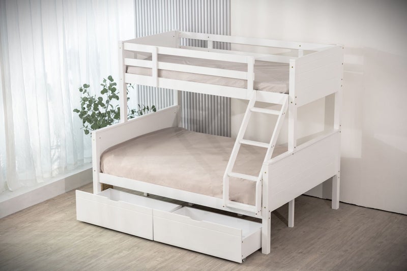 Jupiter Duo, Double Single Bunk Beds - White - Includes 2 x Storage Drawers Carousel 2