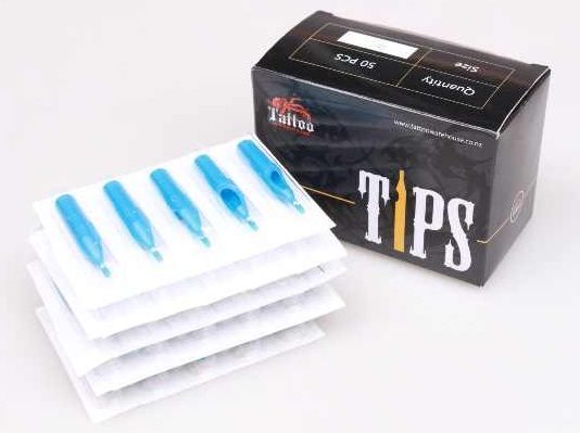 BLUE TIPS 50 X 5 Flat Disposable Tattoo tips Carousel 1