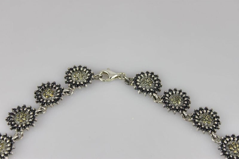 Black onyx Marcasite Silver Necklace Carousel 4