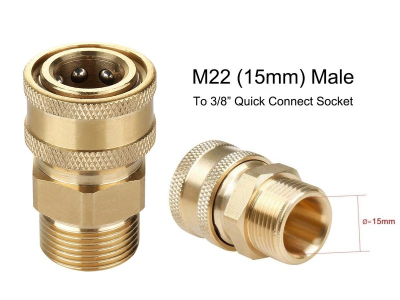 Pressure Hose Fitting Adapter Male M22-15mm to Female 3/8 QC Carousel 2
