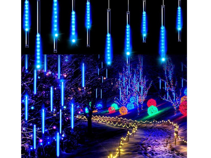 8 Tube 288 LEDs Solar Powered Meteor Light Christmas Decoration Lamp Blue Carousel 8