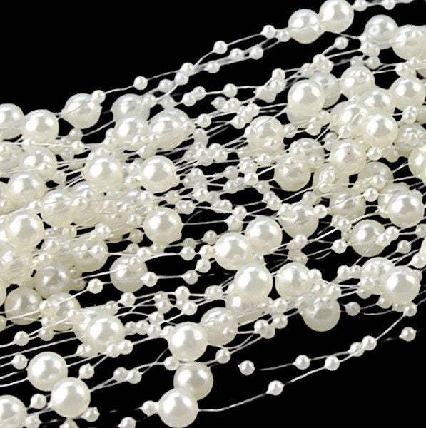 5m Ivory Pearl Bead Garland String Chain Wedding Party Decoration DIY Craft Trim Carousel 1