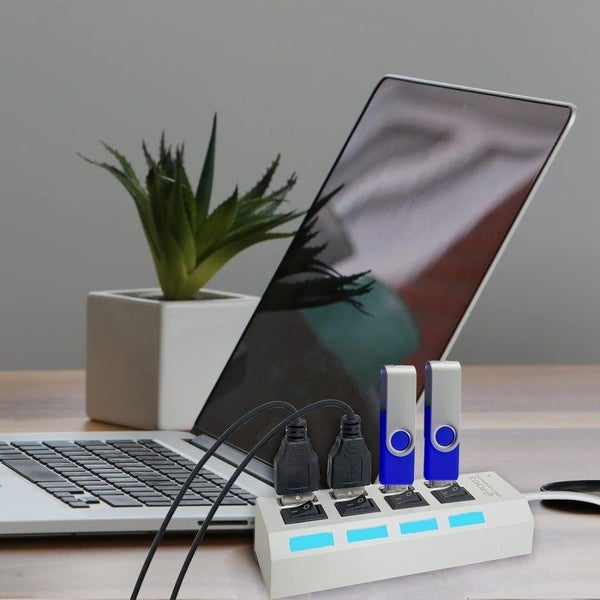 NEW 4-Port USB Hub USB 2.0 Splitter with Individual Switches Carousel 6