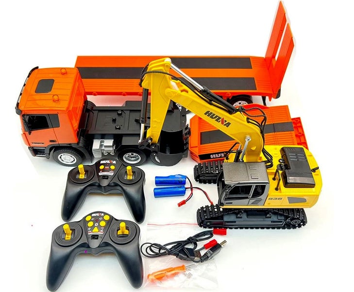 HUINA 1319 1/24 9CH RC TRUCK AND TRAILER W/6CH RC EXCAVATOR *COMBO SET Carousel 3
