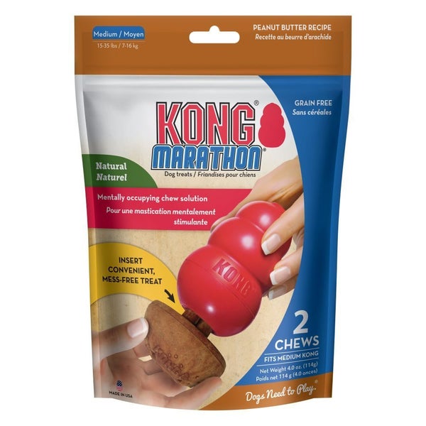 Kong Marathon 2pk Peanut Butter Dog Treat For KONG Rubber Toy Medium Carousel 1