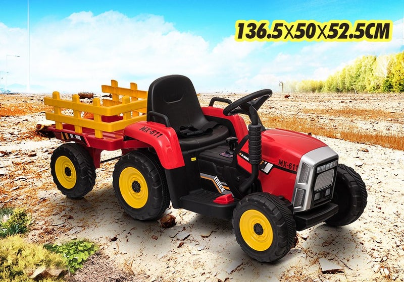 Kids Ride On Tractor and Trailer Farm Toy 12V Electric Carousel 2