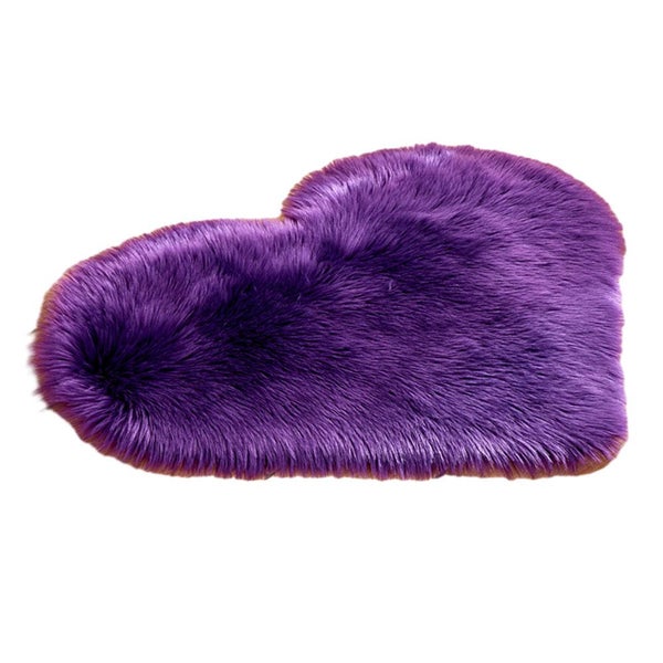 Fluffy Heart Comfort Soft Shaggy Heart Rug Cozy Faux Fur for Bedroom-Purple Carousel 1