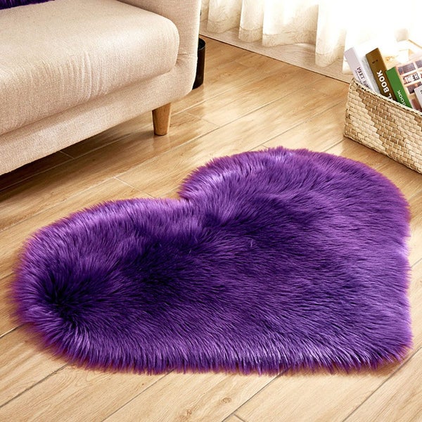 Fluffy Heart Comfort Soft Shaggy Heart Rug Cozy Faux Fur for Bedroom-Purple Carousel 2