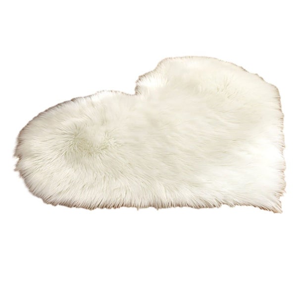 Fluffy Heart Comfort Soft Shaggy Heart Rug Cozy Faux Fur for Bedroom-White Carousel 1