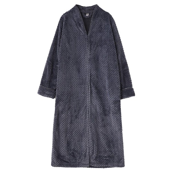 Women's Long-Sleeve Lounge Sleepwear Plush Robe Fall And Winter Bathrobes-Grey Carousel 1