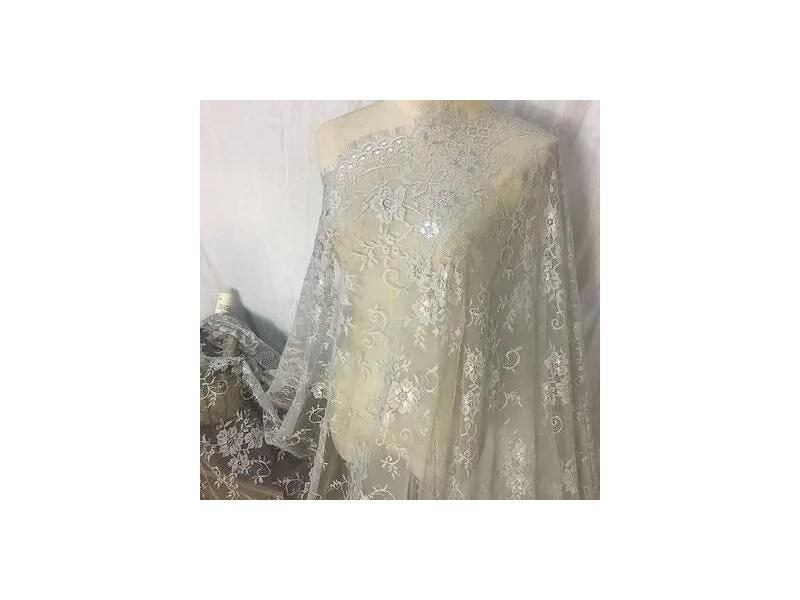 French Eyelash Lace Fabric DIY Exquisite Lace Embroidery Clothes Wedding Dress Carousel 1