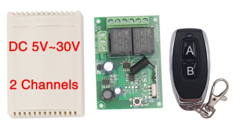 Wireless Switch 2 Channel Remote Control 6-30V-1, 2 or 5 remote , extra Keyfob Carousel 1