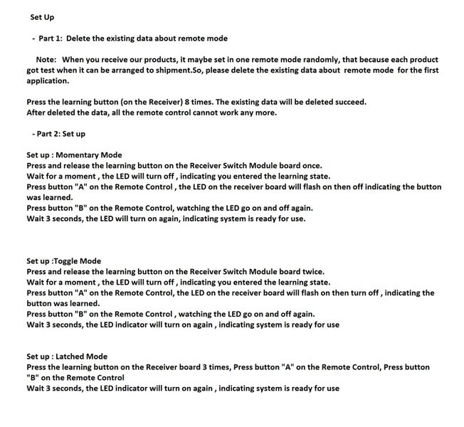 Wireless Switch 2 Channel Remote Control 6-30V-1, 2 or 5 remote , extra Keyfob Carousel 2