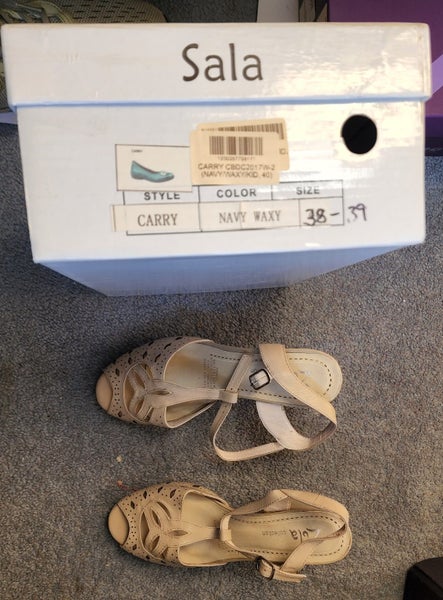 CREAM LEATHER SHOE- SANDAL ZOLA - US6 EU36 SOLE LENGTH 19.5CM 9 CM HEEL64591363118978111