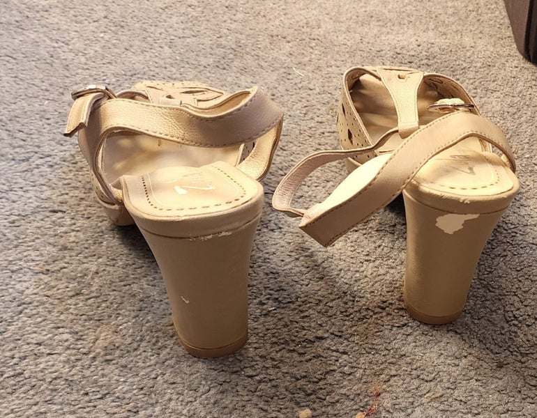 CREAM LEATHER SHOE- SANDAL ZOLA - US6 EU36 SOLE LENGTH 19.5CM 9 CM HEEL64591363118978112