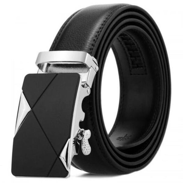 Men's Double Sided Genuine Leather Belt Automatic Buckle Business Alloy Waistban Carousel 1