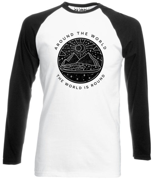 Reality Glitch The World is Round Glober Mens Baseball Shirt - Long Sleeve Carousel 1
