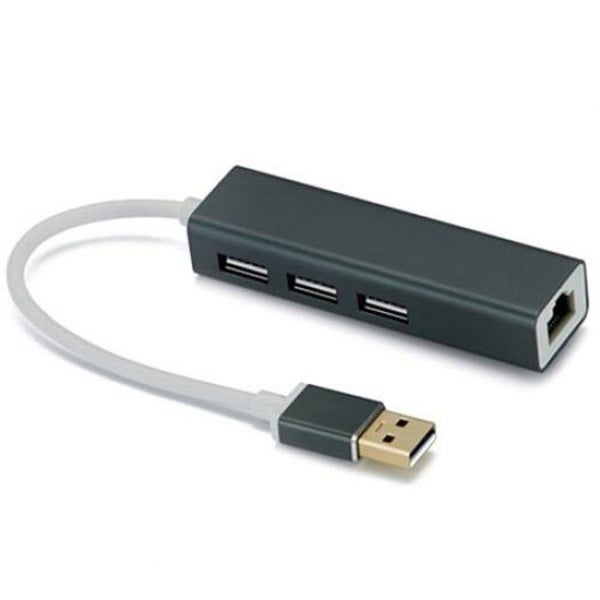 3 X Usb Port / Rj45 Converter Ethernet Adapter 100Mbps Black USB Cables Hubs & Carousel 1