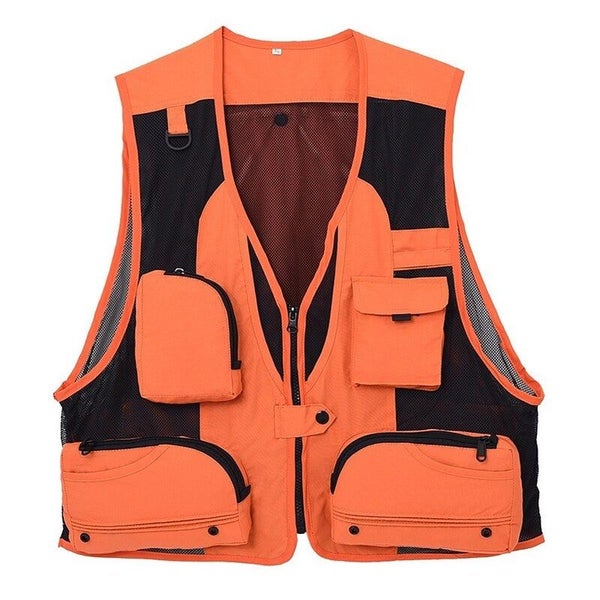 Outdoor Fishing Waistcoat Sleeveless Mesh Jacket Orange Carousel 1
