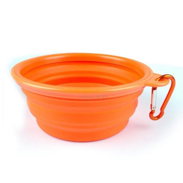 Collapsible Pet Feeding Bowl Dog Cat Food Water Foldable Travel Orange Carousel 1