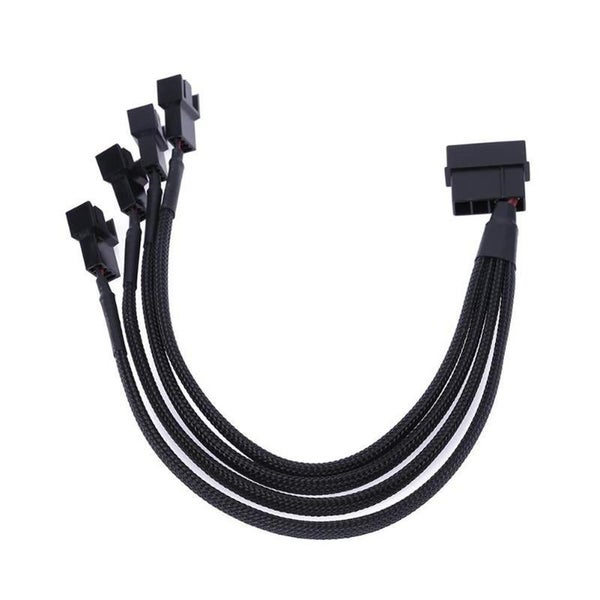 Black Sleeved 4Pin Ide Molex To Port 3Pin4pin Power Supply Plug Cooler Cooling F Carousel 1