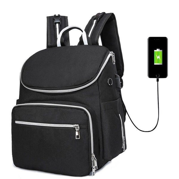 Hod Health & Home Mummy Maternity Nappy Bag With Usb Interface Black Carousel 1