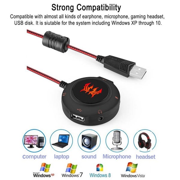 S2 Usb 2.0 Sound Card Hub Headphones Microphone Adapter 3D Surround For Pc Note Carousel 1