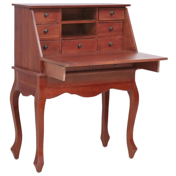 Secretary Desk Brown 78x42x103 Cm Solid Mahogany Wood Xntnao Carousel 1