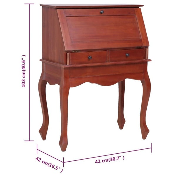Secretary Desk Brown 78x42x103 Cm Solid Mahogany Wood Xntnao Carousel 2