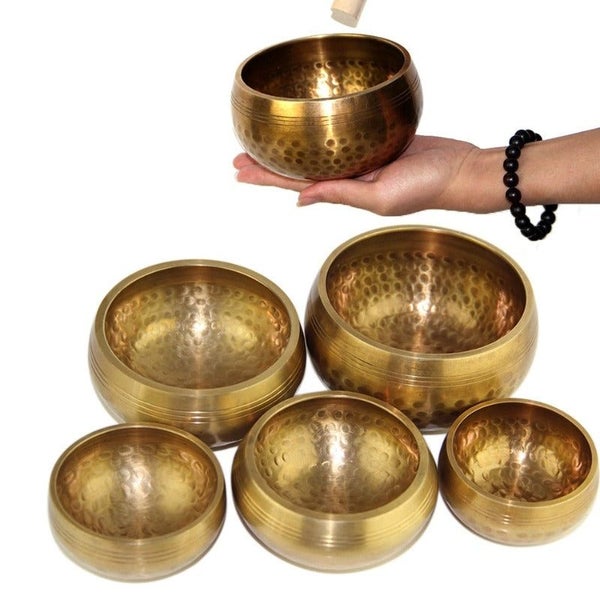 5Pcs Set Handcrafted Tibetan Bowls Meditation Calm Soothe Effect Singing Bowls Carousel 1