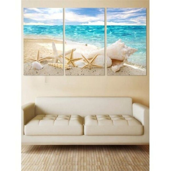 Unframed Beach Starfish Print Canvas Paintings Light Blue 3Pc1218 Inch No Frame Carousel 1