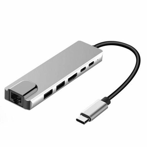 6 In 1 Usb C Hub Multi Port Adapter Type Dock With 4K Hdmi Rj45 Ethernet Lan Ch Carousel 1